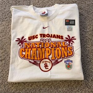 Vintage USC Trojans 2004 Rose Bowl Champions Tee Nike Shirt White Medium NWOT